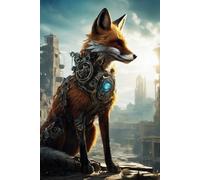 Biomechanical Vixen Notebook: Writing Journal For Sci-Fi and Fantasy Lovers Unique Mechanical Animal Design For Gift