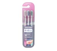 Biomed Sensitive Pink Salt Toothbrush, Ultra Thin Bristle Tips x 3 Pack