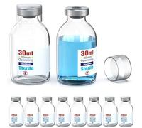 Biomed Solutions Sterile Empty Bottle with Reusable Plastic Cap, Ready-to-Fill Glass Containers, Sealed Liquid Injection Bottle with Self-Healing Injection Port (30 ml)