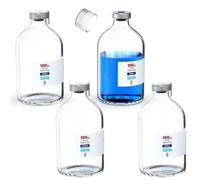 Biomed Solutions Sterile Empty Vial with Reusable Plastic Cap,Ready to Fill Glass Containers, Liquid Injection Bottle Sealed with Self Healing Injection Port (100ml Clear 4pcs)