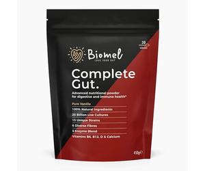 Biomel Complete Gut - Pure Vanilla - Advanced Gut Health - 450g/30 Servings - Vegan Friendly - Gluten Free - Delicious & Effective