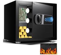 Biometric Safe, Fingerprint Home Safe Box with Fireproof Waterproof Bag & Key, 0.8 Cu ft Security Money Cabinet Safe for Cash, Jewelry, Valuables, Digital Electronic Keypad, Dual Alarm System