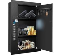 Biometric Wall Safe, Hidden Fingerprint Security Wall Safe, In Wall Safe Between Studs, Upgraded Biometric/Keypad/Key Access, Secure Handgun, Documents, Jewelry, Valuables