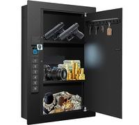Biometric Wall Safe, Hidden Fingerprint Security Wall Safe, In Wall Safe Between Studs, Upgraded Biometric/Keypad/Key Access, Secure Handgun, Documents, Jewelry, Valuables