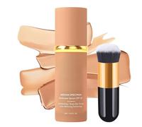 Biomimic Foundation 4 In 1,Medium Spectrum With Spf50+,Color Changing Foundation, Hydrating Medium Full Coverage Concealer with Brush,Long Wear&Waterproof Light Spectrum Concealer for Women