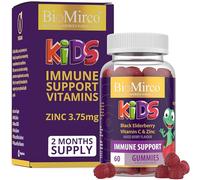 BioMirco Kids Immune Support Vitamins, Zinc for Kids, Immune System Booster, Triple Immunity Gummies, Delicious Taste Children's Gummy with Vitamin C, Zinc and Natural Elderberry, Daily Immunity