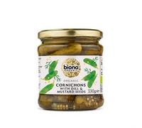 Biona Cornichons with Dill & Mustard Seeds, 330 g