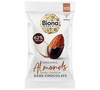 Biona Organic Dark Chocolate Roasted Almonds 30g, Pack of 10-62% Dark, Fair Trade Chocolate - Vegan - Gluten Free - Organic Snack