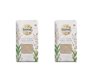 Biona Organic Easy Cook Long Grain Brown Rice, 500 g - Grown Organically in Italy - Pre-steamed for Easy Cooking 20-25 mins - Wholegrain - Sustainable 100% Recyclable Paper Packaging (Pack of 2)