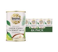 Biona Organic Green Curry Coconut Milk 400ml, Pack of 6 - Dairy Free, Naturally Vegan - Blended with Chilli and Lemongrass - Pressed from Coconut Kernels - Vegan -BPA free can