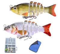 Bionic Swimming Lure, Segmented Slow Sinking Swimming Baits, Multi Jointed Swimbait Bionic Sinking Fishing Lure for All Kinds Fishing Waters (2 pieces per box)