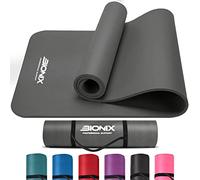 Bionix Exercise Yoga Mat with Carry Handle Strap - Extra Thick NBR Yoga Mats for Women and Men - 180cm x 60cm Durable, Non Slip Mat - Gym Mats for Home, Camping, Pilates and Workout (Grey)