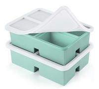 BIONMAPLE 2 PACK 1 Cup Silicone Freezer Trays With Lid For Freeze & Store Soup, Broth, Leftovers, Microwave-safe Soup Freezer Container - Green