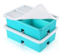 BIONMAPLE Silicone Freezer Trays With Lid - Silicone Soup Freezer Molds, Soup Freezer Containers For Freezing & Storing Soup, Sauce, Broth, and Leftovers - 1 cup silicone freezer molds - 2 Pack
