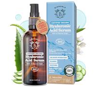 BIONOBLE Hyaluronic Acid Serum Certified Organic - Hydrating, Anti Wrinkle & Anti Aging with Aloe Vera - Vegan Face Serum for Women Mature Skin & All Skin Types - Glass Bottle + Pump - 100ml