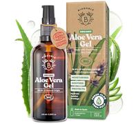 BIONOBLE Organic Aloe Vera Gel 97% with Lavender Essential Oil - Moisturiser Face, Hair, After Sun - Aloe Vera Gel 100 Pure from Fresh Leaves - Fast Absorbing, Non Sticky - Glass Bottle, Pump - 100ml