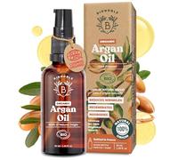 BIONOBLE Organic Argan Oil for Hair - Cold Pressed in Morocco - Nourishes, Repairs and Anti-Aging - 100% Pure Argan Oil for Skin, Face - Vegan - Glass Bottle with Pump and Pipette - 50ml