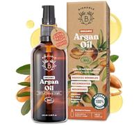BIONOBLE Organic Argan Oil for Hair - Cold Pressed in Morocco - Nourishes, Repairs and Anti-Aging - 100% Pure Argan Oil for Skin, Face - Vegan - Glass Bottle with Pump and Pipette - 100ml