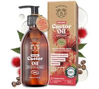 BIONOBLE Organic Castor Oil Cold Pressed - Eyelashes, Hair Growth - 200ml | 100% Pure, Natural, Hexane-Free - Strengthens, Repairs - Pure Castor Oil for Skin, Eyebrows, Hair Oil - Glass Bottle, Pump