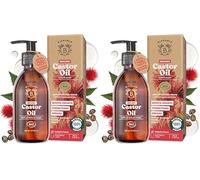 BIONOBLE Organic Castor Oil Cold Pressed - Hexane Free, 100% Natural - Pure Castor Oil Organic for Eyelashes, Hair Growth, Eyebrows, Skin, Face - Glass Bottle and Pump - 200ml (Pack of 2)
