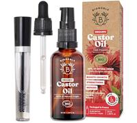 Bionoble Organic Castor Oil 50ml - 100% Pure, Natural, Cold Pressed - Lashes, Eyebrows, Body, Hair, Beard, Nails - Vegan, Cruelty Free - Glass Bottle + Pipette + Pump + Mascara Kit