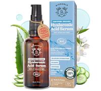 BIONOBLE Hyaluronic Acid Serum for Face Certified Organic - Hydrating, Anti Aging, Wrinkle - Face Serum for Women Mature Skin and All Types - Vegan Pure Hyaluronic Acid - Glass Bottle, Pump - 30ml