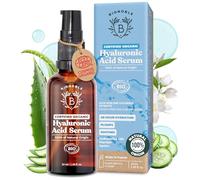BIONOBLE Hyaluronic Acid Serum for Face Certified Organic - Hydrating, Anti Aging, Wrinkle - Face Serum for Women Mature Skin and All Types - Vegan Pure Hyaluronic Acid - Glass Bottle, Pump - 50ml