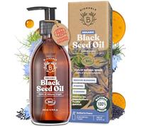 Bionoble Pure Organic Black Seed Oil, Cold Pressed - Glass bottle + Pump - Black Cumin Seed Oil for Hair Growth - Anti-Acne, Purifying Skin Care - Nigella Sativa - 200ml