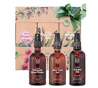 Bionoble Skincare Set 3x100ml - Organic Rose Water, Aloe Vera Gel & Jojoba Oil - Face, Body and Hair Care - Birthday Gifts for Women