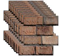 BIONSUIKIM 3D Wall Panels Self Adhesive, 10 Pack PVC Brick Stone Effect Wall Panel, Peel and Stick Wallpaper for Interior Decor Bedroom Kitchen Living Room Office 11.81x11.81 Inch (Red Seamless Brick)