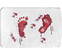 Bioonce Bath Mat Halloween Bath Mat Bloody Footprint Bath Mat Changes Will Not Color When Wet Non-Slip Rug Halloween Scare Your Friends Carpet, for Shower, Bathroom, Doorway 18x30 In