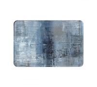Bioonce Bath Mats for Bathroom, Bathroom Decor Mats Rugs Non-Slip,Blue and Grey Abstract Paint Art Washable Cover Floor Rug Carpets Absorbent Cozy Bath Mat for Kitchen Bedroom Indoor 18 x 30 Inch