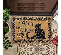 Bioonce Door Mat A Witch Lives Here Black Cats Welcome Non-Slip Mats Funny Doormat Decor for Bathroom Kitchen Front Porch Rugs Home Decor Entrance Decorations Mats 16x24 Inch