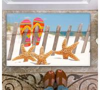 Bioonce Door Mat Starfish and Flip Flops Welcome Non-Slip Mats Funny Doormat Decor for Bathroom Kitchen Front Porch Rugs Home Decor Entrance 16x24inch
