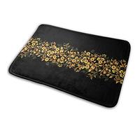 Bioonce Elegant Floral Gold Black Memory Foam Bath Rug, Soft Absorbent Floor Mats, Velvet Bathroom Mat, Quick Dry Rugs, Plush Comfortable Carpet for Bathroom Shower 30x18 inch