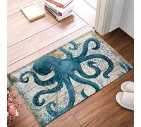 Bioonce Watercolor Sea Octopus Kraken Ocean Animal, Bathroom Shower Mat Doormat Non Slip,Floor Rug Absorbent Carpets Floor Mat Home Decor for Kitchen Bedroom Rug, 16 X 24 Inch