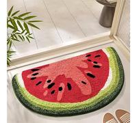 Bioonce Watermelon Bath Mat Fruit Half Circle Bath Rugs,Cute Bathroom Decor Welcome Mat Half Circle Rug for Bathroom,Water Absorbent Shower Mat,for Bathtub,Entryway,Front Door,Kitchen,Summer Rug