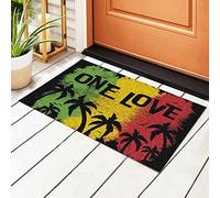 Bioonce Welcome Rectangular Door Mat One Love Reggae Rasta Entrance Way Rugs Doormats Soft Non-Slip Washable Bath Rugs Floor Mats for Home Bathroom Kitchen 16X24 Inch