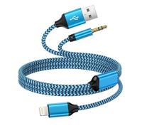 Bioonis 2 in 1 iphone Aux Cable and Charging，3.5 mm Aux to Lightning Cable and Charger Lead，Audio Cable for iphone 14 Pro/14 Pro Max/14 Plus/14/13/12/11/Xs/Xr/X/8/7 for Car Stereo/Speak/Headphones