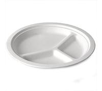 Biopac Biodegradable Sugarcane Divided 10" Plates - Pack of 125 | Eco-Friendly !