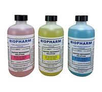 Biopharm pH Buffer Calibration Solution Kit 3-Pack | 250 ml (8oz) Bottle Each | pH 4.00, 7.00 and 10.00 Calibration Standards | Color Coded | NIST Traceable for All pH Meters