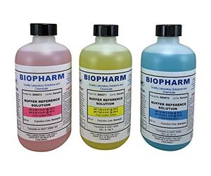 Biopharm pH Buffer Calibration Solution Kit 3-Pack | 250 ml (8oz) Bottle Each | pH 4.00, 7.00 and 10.00 Calibration Standards | Color Coded | NIST Traceable for All pH Meters