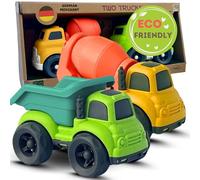 BIOPLAY® Trucks Set of 2 | Organic Plastic | Sustainable Toy from 1 Year for Boys and Girls | Indoor and Outdoor | Sand Toy | Children