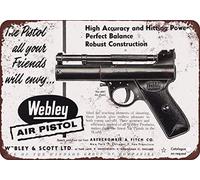 Biopracess 1959 Webley Air Pistols Vintage Look Reproduction Metal Tin Sign Metal Tin Sign 8x12 Inches