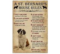 Biopracess A St Bernard House Rules Poster Decor Gift For Dog Lover Art Wall Decor Metal Sign Poster 8x12 inches