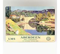 Biopracess ABERDEEN SCOTLAND RAILWAY POSTER METAL SIGN BRITISH RAIL TRAVEL TRAIN VINTAGE METAL TIN SIGN 8x12 inches