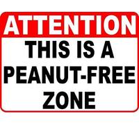 Biopracess Attention Peanut Free Zone Sign Metal Post For Nut Allergy Safety Metal Sign 8x12 Inches