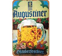 Biopracess Augustiner Metal Aluminum Tin Sign Wall Art Metal Poster Metal Sign Retro Vintage Tin Sign Metal Poster Wall Art Decor 8x12 Inches