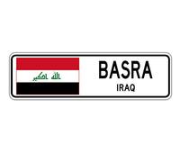 Biopracess Basra, Iraq Street Sign Iraqi Flag City Country Road Wall Gift Street Sign 4x16 inches