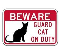 Biopracess Beware Guard Cat On Duty Signs Metal Sign 8x12 Inches